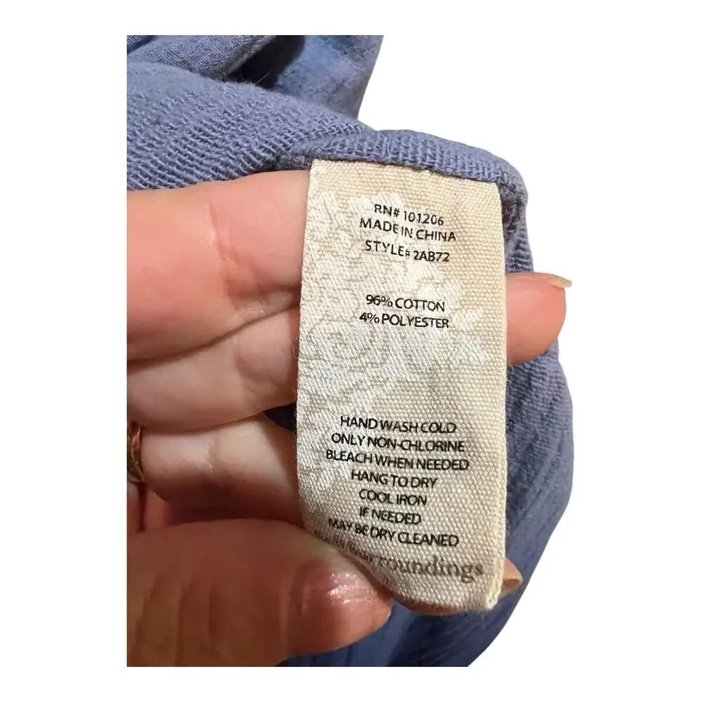 Soft Surroundings Islander Duster Women’s MEDIUM Blue Ombré Gauzy Cotton Beachy